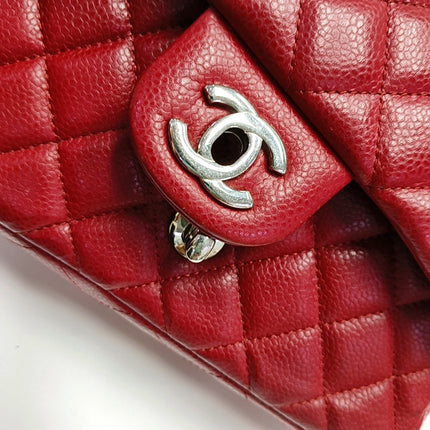 Chanel Classic Flap Rectangular Mini Red Caviar Leather Silver Hardware