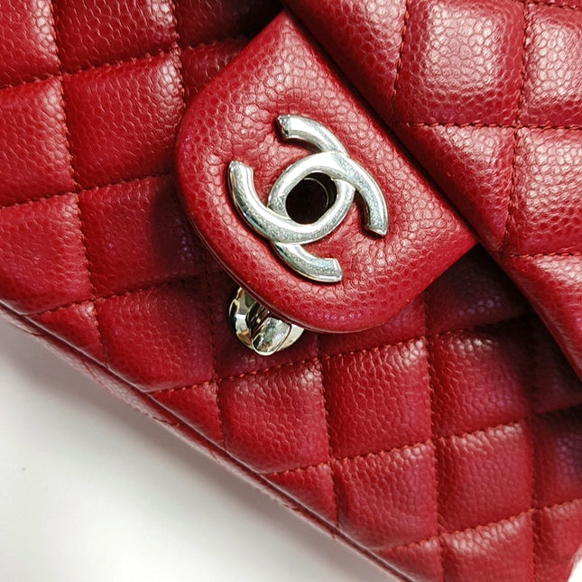 Chanel Classic Flap Rectangular Mini Red Caviar Leather Silver Hardware