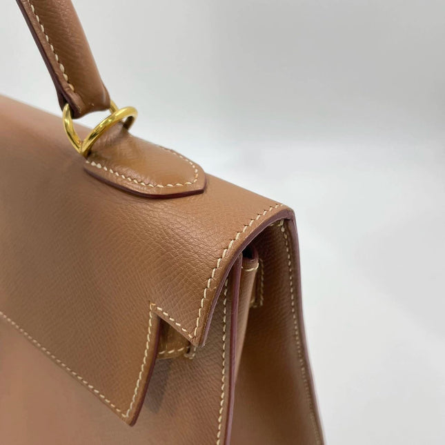 Hermes Kelly 32 Sellier Gold Epsom Leather Gold HW Double Ring 2002
