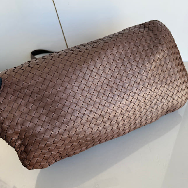 Bottega Veneta Cesta Shopper Tote Intrecciato Milk Chocolate Brown Leather Large 50cm