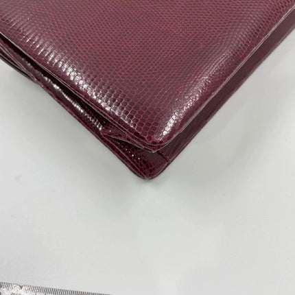 Gucci Vintage Bag Burgundy Lizard Leather Blue Lapis Lazuli Stone Gold-tone Hardware