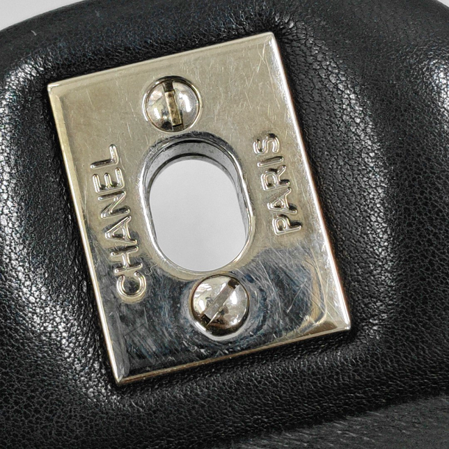 Chanel Timeless Classic Flap Medium Black Lambskin Leather Silver Hardware, 2008-2009