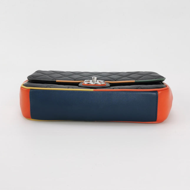 Chanel Timeless Classic Flap Lambskin Plexiglass Quilted Medium Cuba Color Flap Black with Multicolor Trim