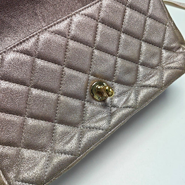 Chanel Classic Flap Mini Metallic Pink Lambskin Leather Gold Hardware