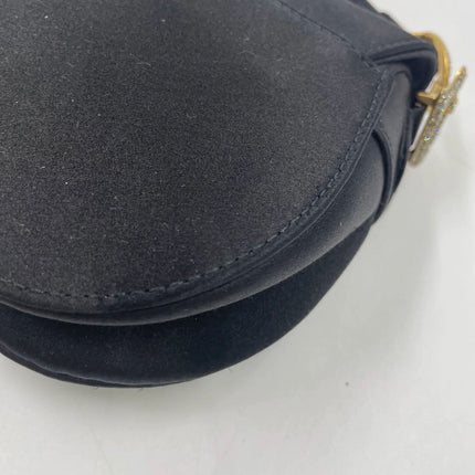 Dior Saddle Mini Silk Handbag Black with crystals