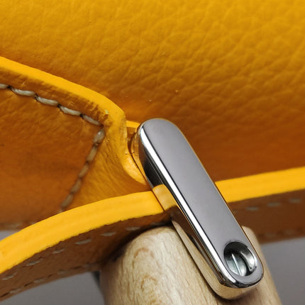 Goyard Saigon Mini Yellow Canvas and Leather Wooden Top Handle Crossbody Bag