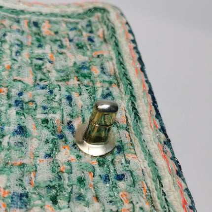 Chanel Classic Flap Mini Rectangular Tweed Green Multicolor Gold Hardware 2018-19