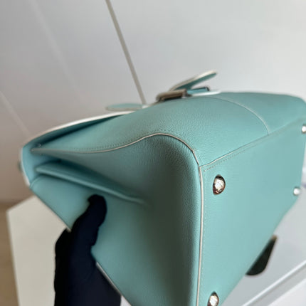 Delvaux Brilliant MM Medium Bright Tiffany Blue Calfskin Leather Crossbody Bag