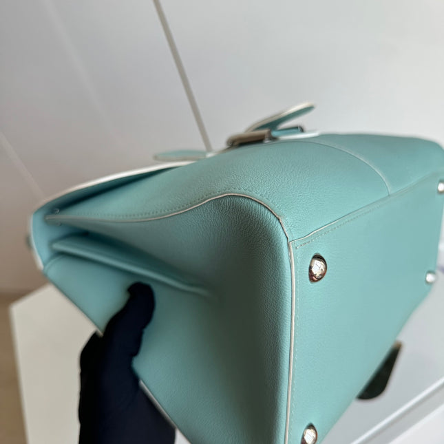 Delvaux Brilliant MM Medium Bright Tiffany Blue Calfskin Leather Crossbody Bag