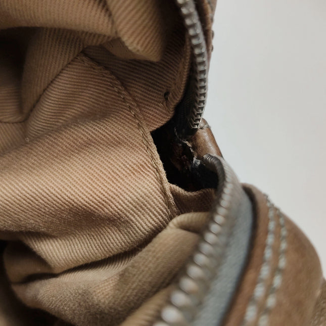 Chanel Brown Diamond Stitch Tote Calfskin Leather Zipper Bowler 2005-2006