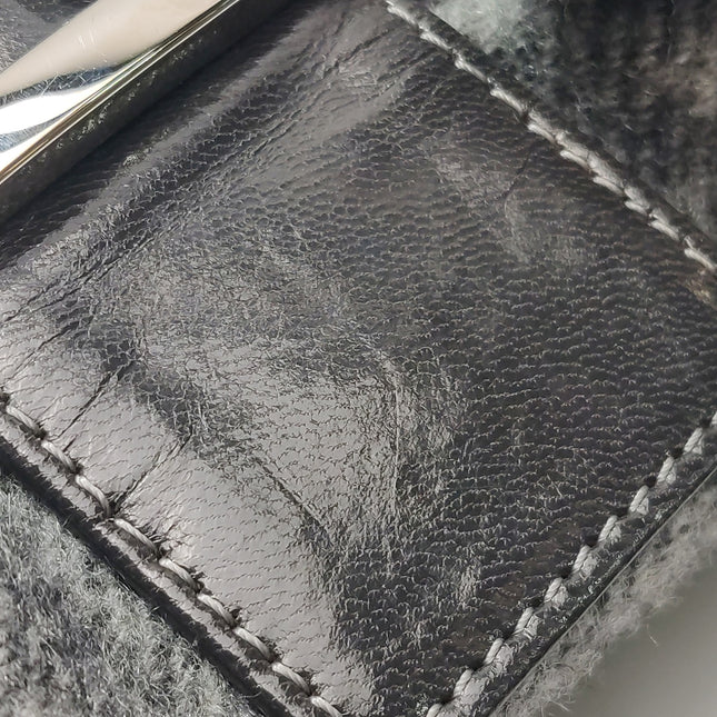 Fendi Baguette Bag Grey Wool Zucca Print Shoulder Bag