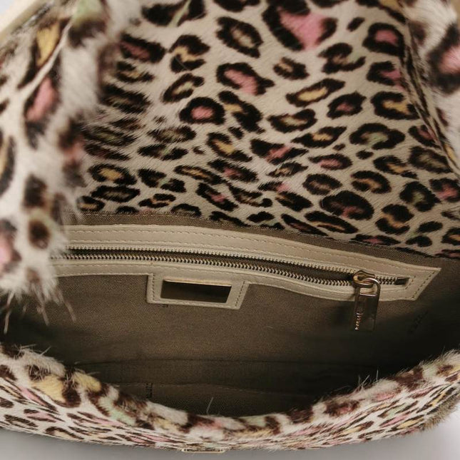 Sold Fendi Baguette Pony-hair Calfskin Leather in leopard print white and Pink