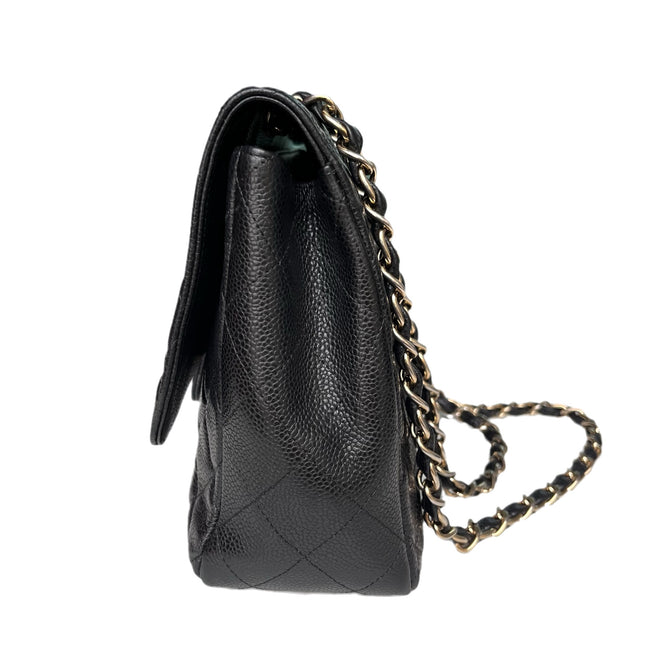 Sold Chanel Classic Flap Jumbo/Large Black Caviar Leather with Gold Hardware