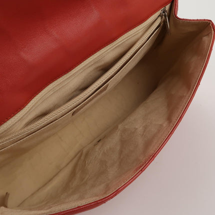Chanel Classic Flap Single Flap Large Red Lambskin Leather Silver Hardware