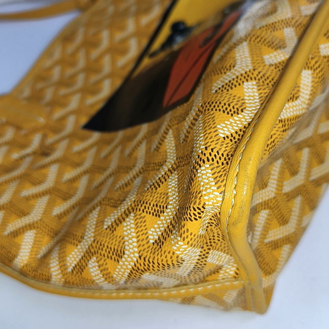 Goyard Anjou Mini Tote Yellow French Bulldog Reversible Leather