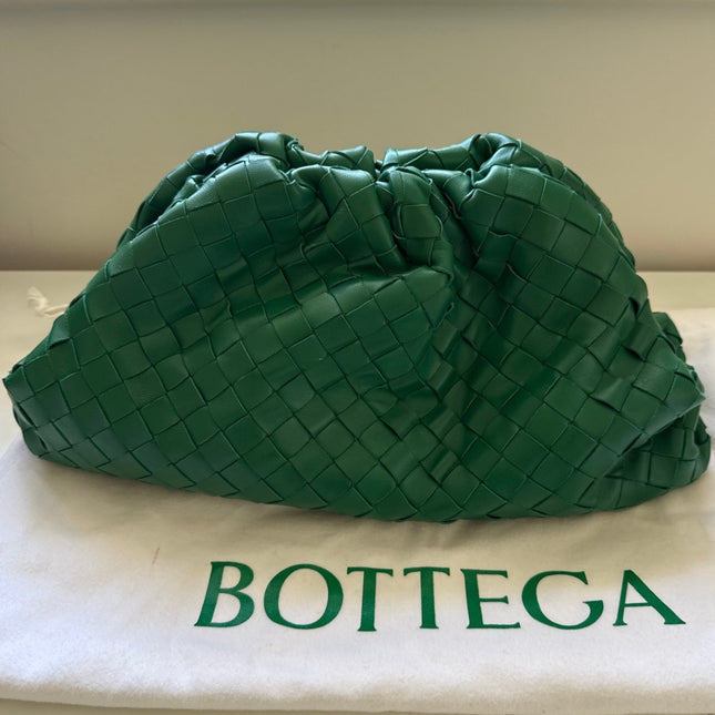 Bottega Veneta Pouch Large Intrecciato Green Calfskin Leather Clutch