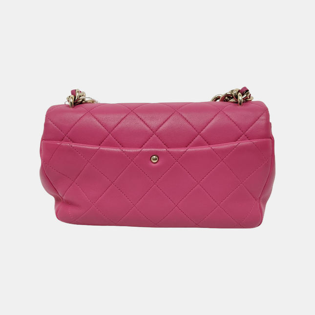 Chanel Elegant Gold Chain Resin Bi-color Single Flap Bag Small Pink