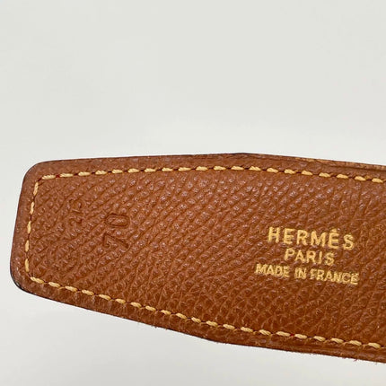 Hermès Constance H Belt Red and Gold Clemence Leather Size 70