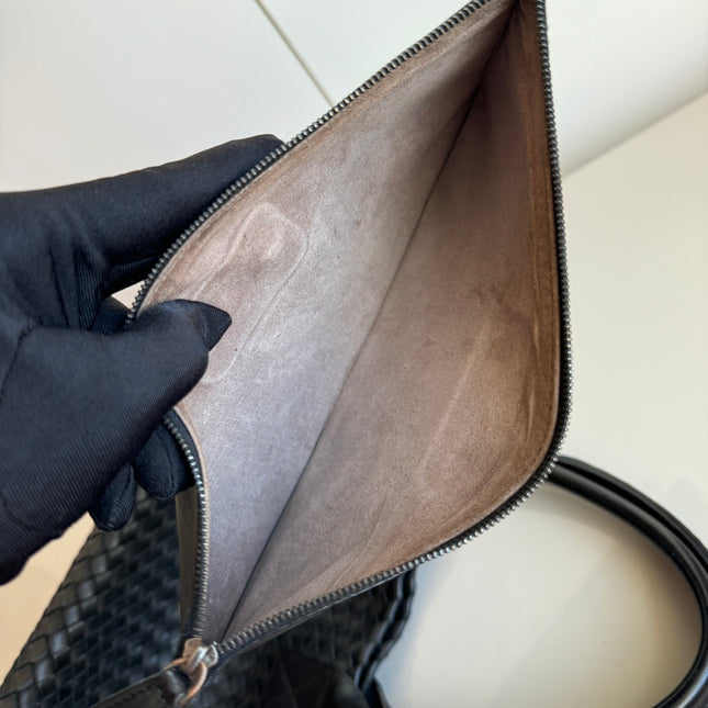 Sold Bottega Veneta Cabat Large Intreccio Leather Tote Bag Black 40cm
