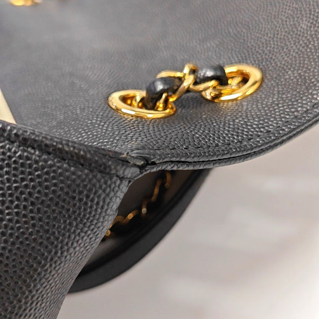 Chanel Captain Gold Small Flap Bag Black Caviar Leather Shoulder Bag