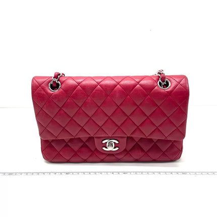 Chanel Classic Flap Medium Red Lambskin Leather with Silver Hardware 2012-13