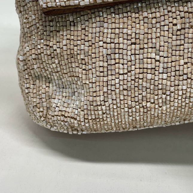 Fendi Baguette Shoulder bag with Glitter Beige Beads