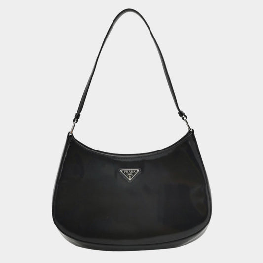 Prada Cleo Black Smooth Leather Shoulder Bag-Luxbags
