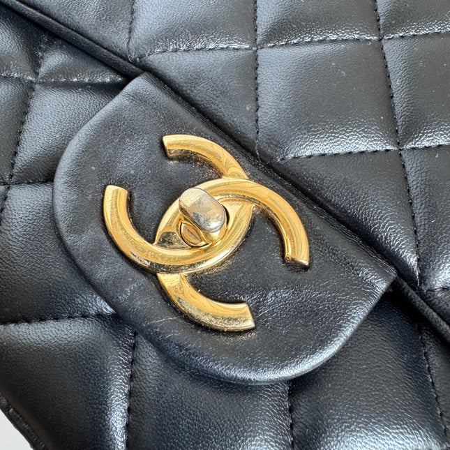 Chanel Classic Flap Maxi Black Lambskin Leather Double Flap with Gold-tone Hardware