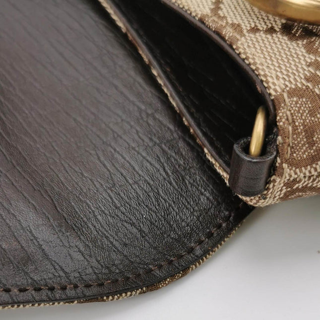 Sold Gucci Horsebit 1955 Chain Clutch Small Cloth Beige Monogram Brown Leather Shoulder bag