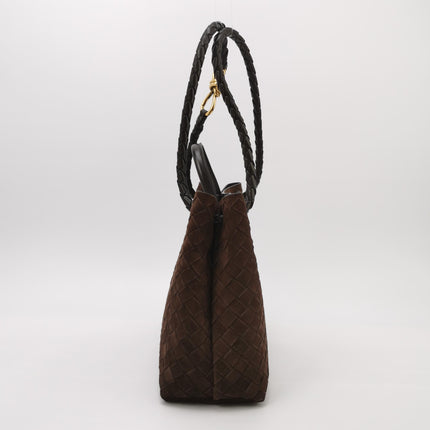 Bottega Veneta Andiamo Medium Dark Brown Suede Handbag
