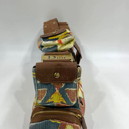Dior Limited Edition Rare Columnbus Dior Strict Chic Brown Multicolor Velvet Bag