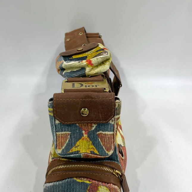 Dior Limited Edition Rare Columnbus Dior Strict Chic Brown Multicolor Velvet Bag