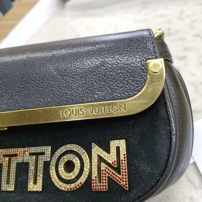 Louis Vuitton Avant-Garde Pochette Clutch Suede Leather Crystal Logo, 2011