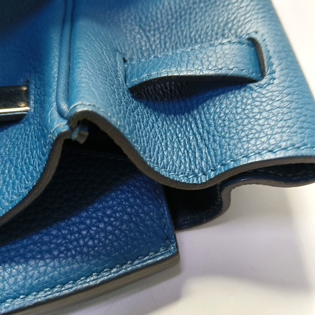 Hermes Birkin 35 Clemence Leather 7W Bleu Izmir Blue Palladium Hardware 2012