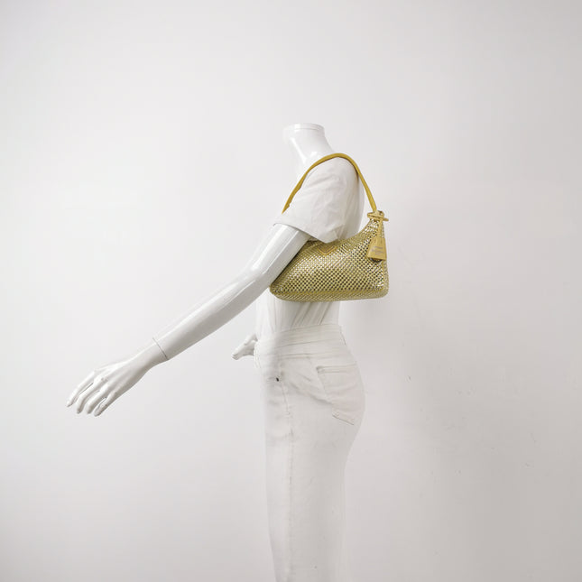 Prada Re-Edition 2000 Mini Yellow Glitter Nylon Shoulder Bag