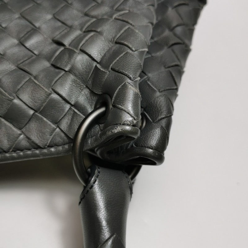 Bottega Veneta Parachute Shoulder Bag Intrecciato Dark Grey 33cm