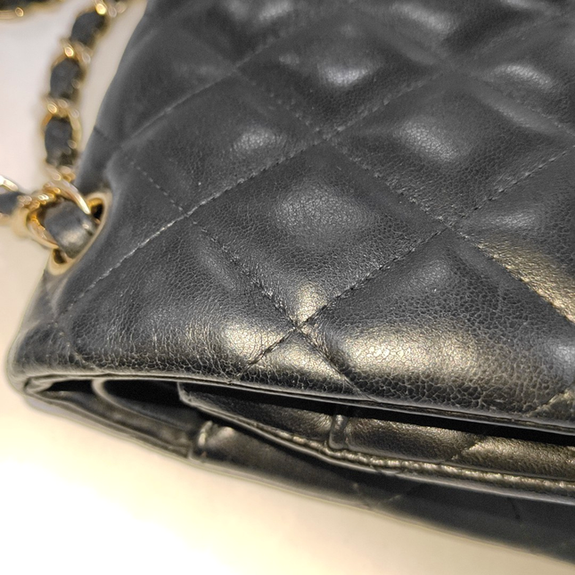 Chanel Classic Flap Jumbo Black Lambskin Leather Double Flap Gold Hardware, 2010-2011