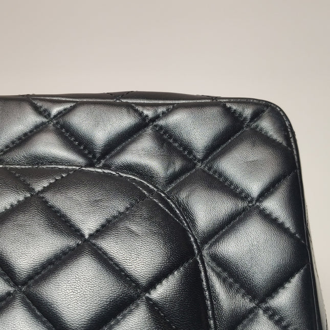 Chanel Classic Flap Jumbo Black Lambskin Leather Single Flap with Silver Hardware 2009-2010