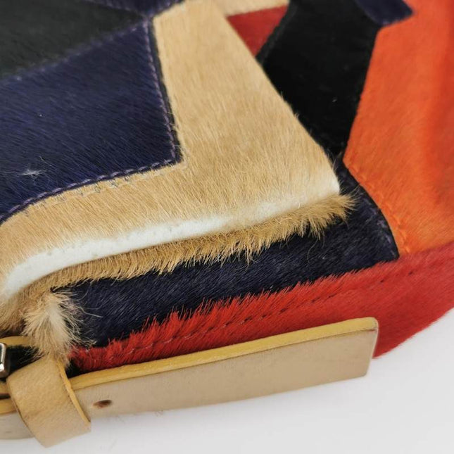 Sold Fendi Baguette Pony-style Calfskin Leather Multicolor Abstract Geometric Patchwork