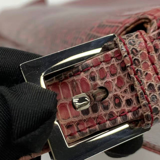 Fendi Baguette Purple Lizard Skin Leather Handbag