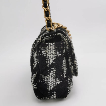 Sold Chanel 19 Bag 2021 Small Black White Checkered Tweed Bag