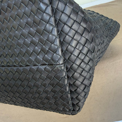 Bottega Veneta Cabat Large Intreccio Leather Tote Bag Black 45cm