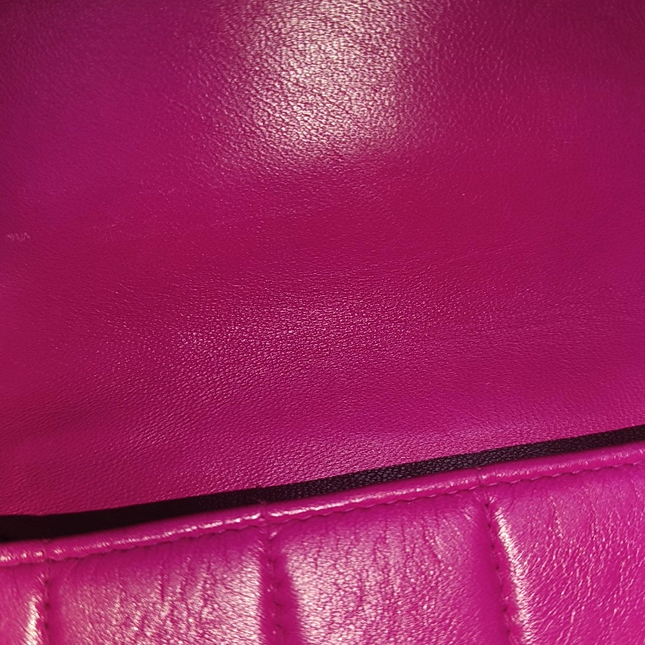 Chanel East West Chocolate Bar Fuchsia Pink Leather 24k Gold hardware