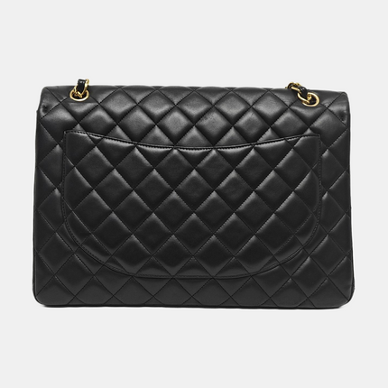 Chanel Classic Flap Maxi 2009 Black Lambskin Leather Single Flap with Gold Hardware