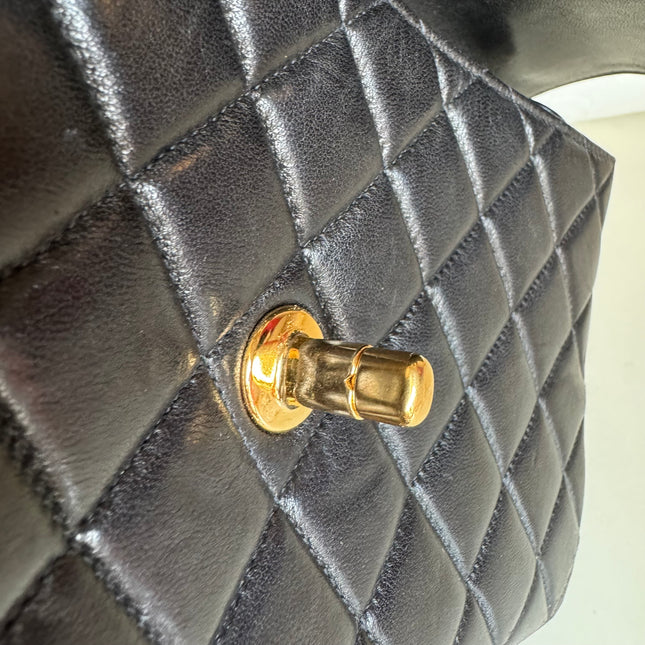 Chanel Double Sided Small Classic Flap Black Lambskin Leather 24k Gold Hardware, 1996-1997