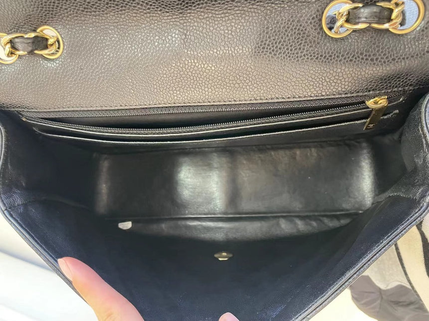 Sold Chanel Classic Flap Jumbo/Large Black Caviar Leather with Gold Hardware