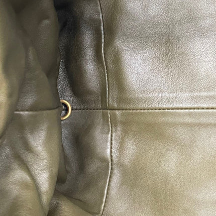 Bottega Veneta Pouch Calfskin Leather Dark Green Large