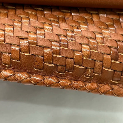 Loewe Puzzle Small Leather Woven Caramel Tan Crossbody Bag