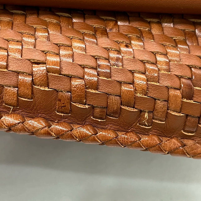 Loewe Puzzle Small Leather Woven Caramel Tan Crossbody Bag
