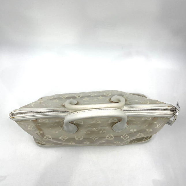 Louis Vuitton Lockit White Mesh Monogram and Leather Handbag